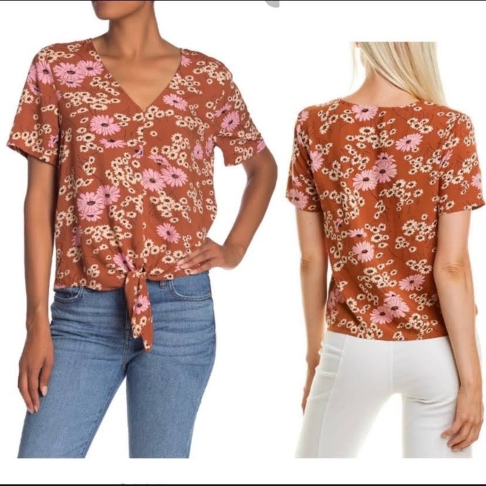Madewell Floral Tie Knot Top